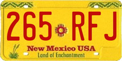 NM license plate 265RFJ