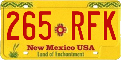 NM license plate 265RFK