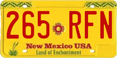 NM license plate 265RFN