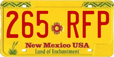 NM license plate 265RFP