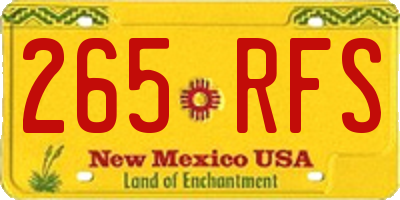 NM license plate 265RFS