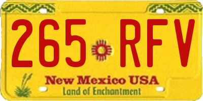 NM license plate 265RFV