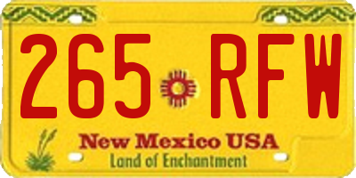 NM license plate 265RFW