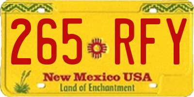 NM license plate 265RFY