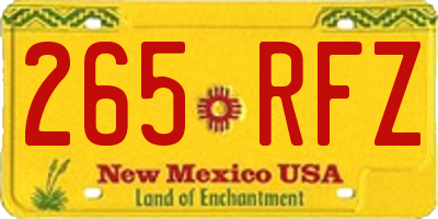 NM license plate 265RFZ