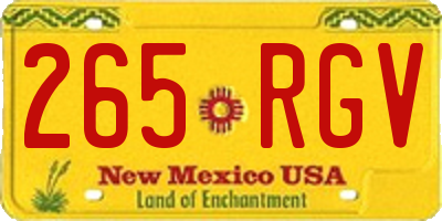 NM license plate 265RGV