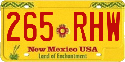 NM license plate 265RHW