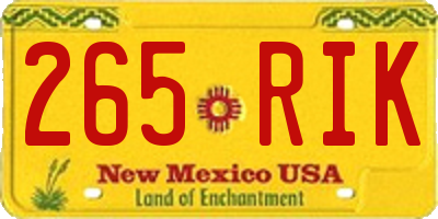 NM license plate 265RIK