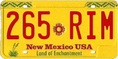 NM license plate 265RIM