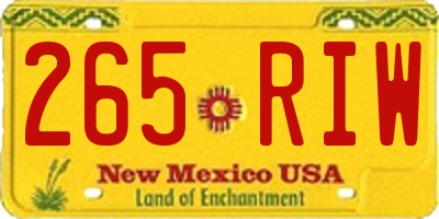 NM license plate 265RIW