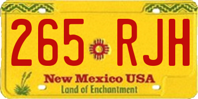 NM license plate 265RJH