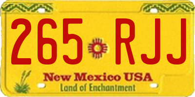 NM license plate 265RJJ