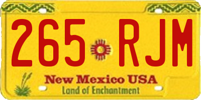 NM license plate 265RJM