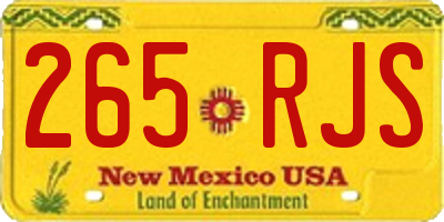 NM license plate 265RJS