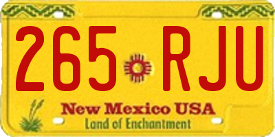 NM license plate 265RJU