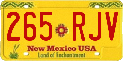NM license plate 265RJV