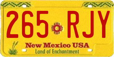 NM license plate 265RJY