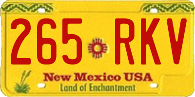 NM license plate 265RKV