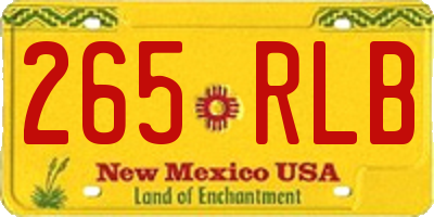 NM license plate 265RLB