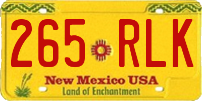 NM license plate 265RLK