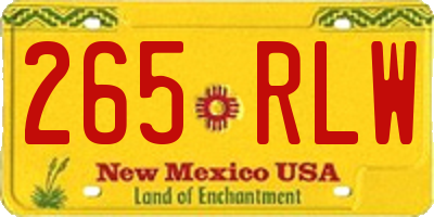 NM license plate 265RLW