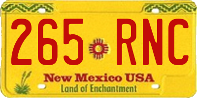 NM license plate 265RNC