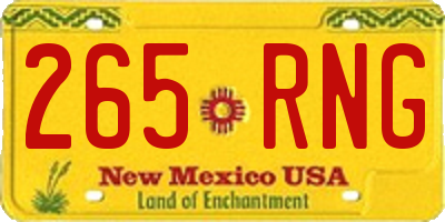 NM license plate 265RNG