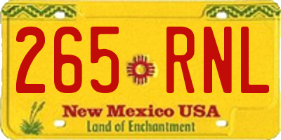 NM license plate 265RNL