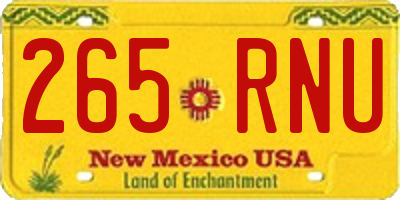 NM license plate 265RNU
