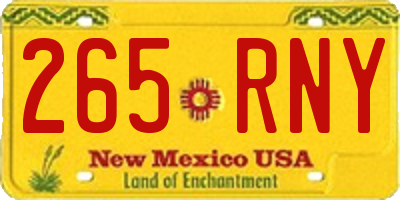 NM license plate 265RNY