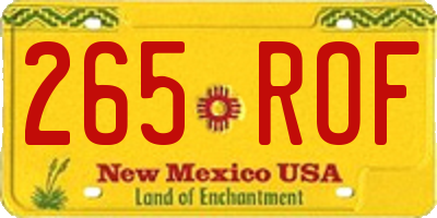 NM license plate 265ROF