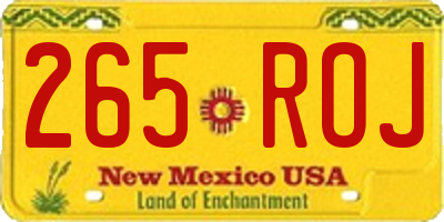 NM license plate 265ROJ