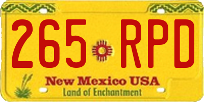 NM license plate 265RPD