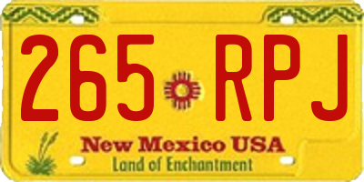 NM license plate 265RPJ