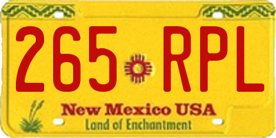 NM license plate 265RPL