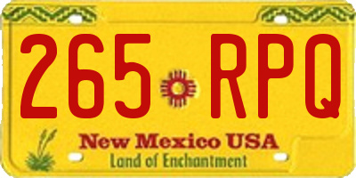 NM license plate 265RPQ