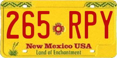 NM license plate 265RPY