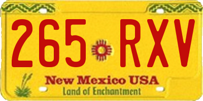 NM license plate 265RXV