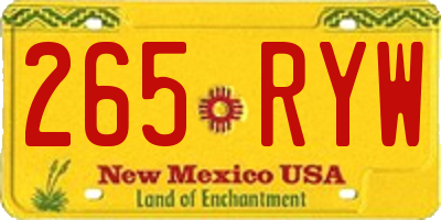 NM license plate 265RYW
