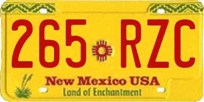 NM license plate 265RZC