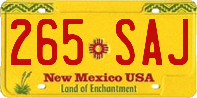 NM license plate 265SAJ
