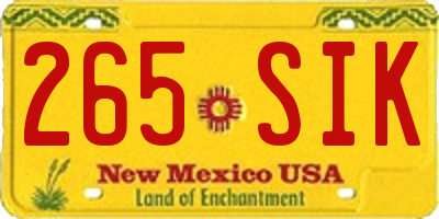 NM license plate 265SIK