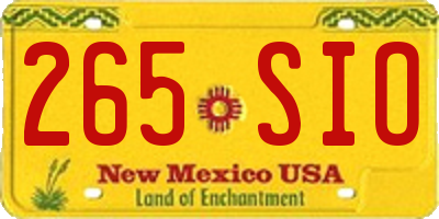 NM license plate 265SIO