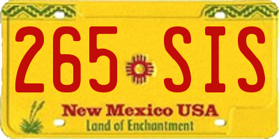 NM license plate 265SIS