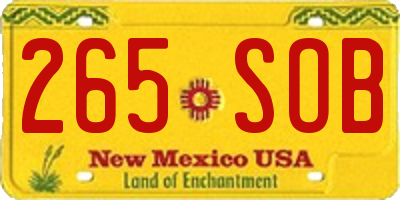 NM license plate 265SOB