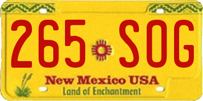 NM license plate 265SOG