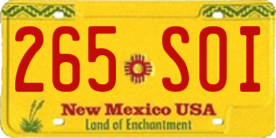 NM license plate 265SOI
