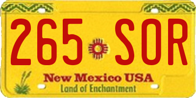 NM license plate 265SOR