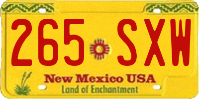 NM license plate 265SXW
