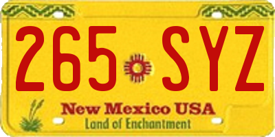 NM license plate 265SYZ